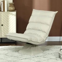 Poltrona in Tessuto Imbottita Girevole a 360° e Reclinabile a 3 Livelli 62x70x95cm, Beige