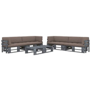 Set Divani a Pallet e Cuscini 6 pz in Pino Impregnato Grigio cod mxl 45780
