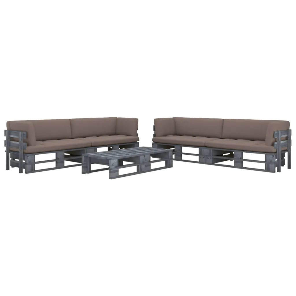 Set Divani a Pallet e Cuscini 6 pz in Pino Impregnato Grigio cod mxl 45780