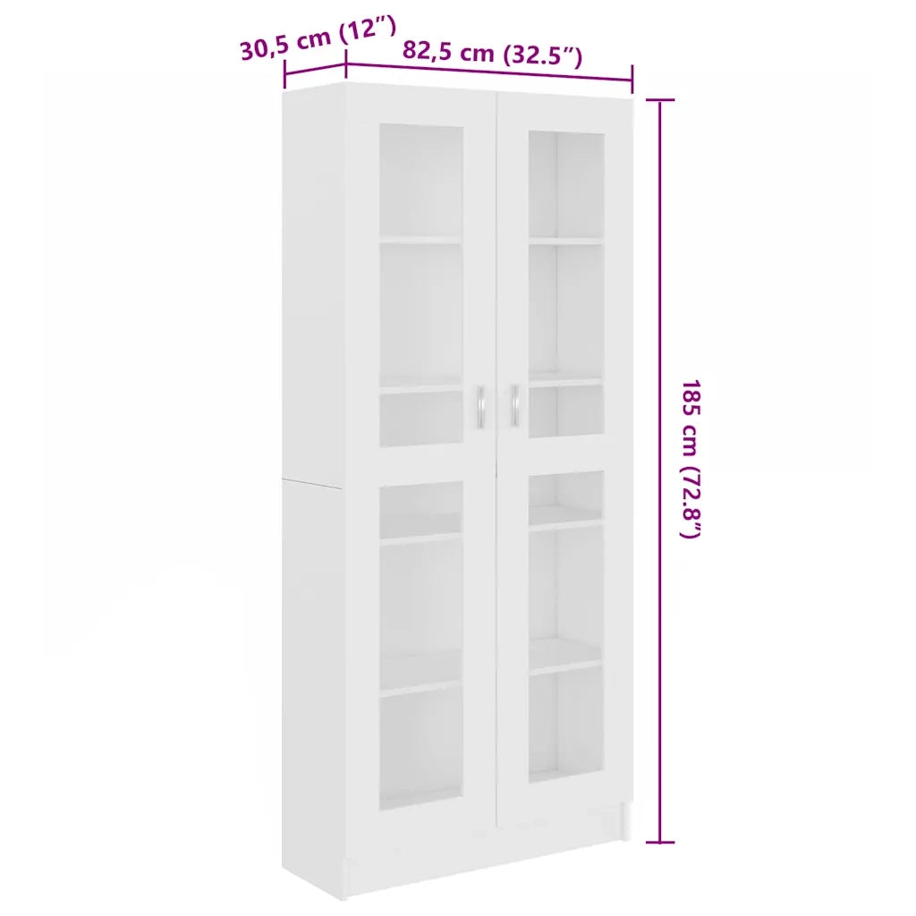 Armadietto Vetrina Bianco 82,5x30,5x185 cm Legno Multistrato CFW9036542