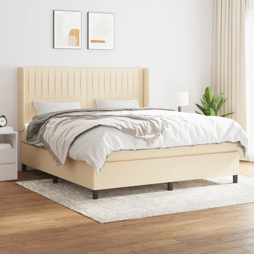 Giroletto a Molle con Materasso Crema 180x200 cm in Tessuto 3131614