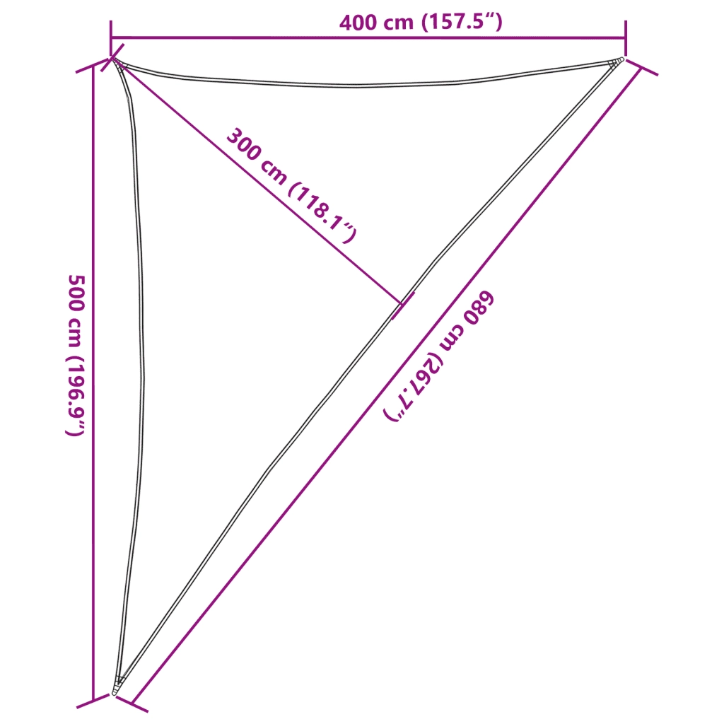 Vela Parasole | Telo Ombra | Vela da ombra 160 g/m2 Nera 4x5x6,8 m in HDPE