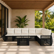 Set Divano da Giardino 8 pz Nero e Bianco Crema polyrattan 3436948