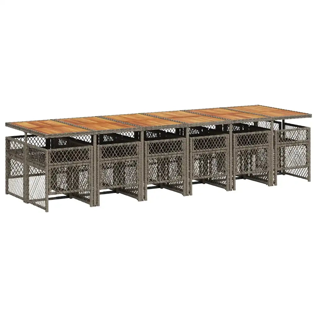 vidaXL Set da Pranzo da Giardino 13pz con Cuscini Grigio in Polyrattan
