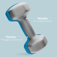 Set 2 Manubri Esagonali da 2x6kg in Metallo e Plastica con Impugnatura Antiscivolo, 22x10x10 cm, Azzurro