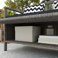 Panchina da Giardino da 2 Posti, Panca Portatrucchi 160L in Rattan PE con 2 Cuscini, 112 x 62 x 82 cm, Grigio