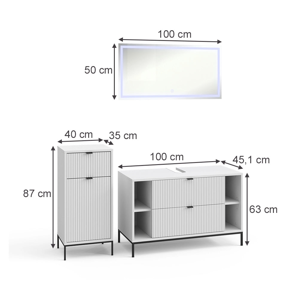 Vicco Set di mobili da bagno Bianco 3 parti