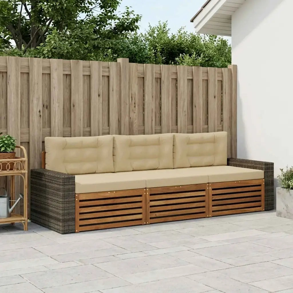 Set di divani da esterno 3 pcs Naturale e Beige Poliestere 3382981