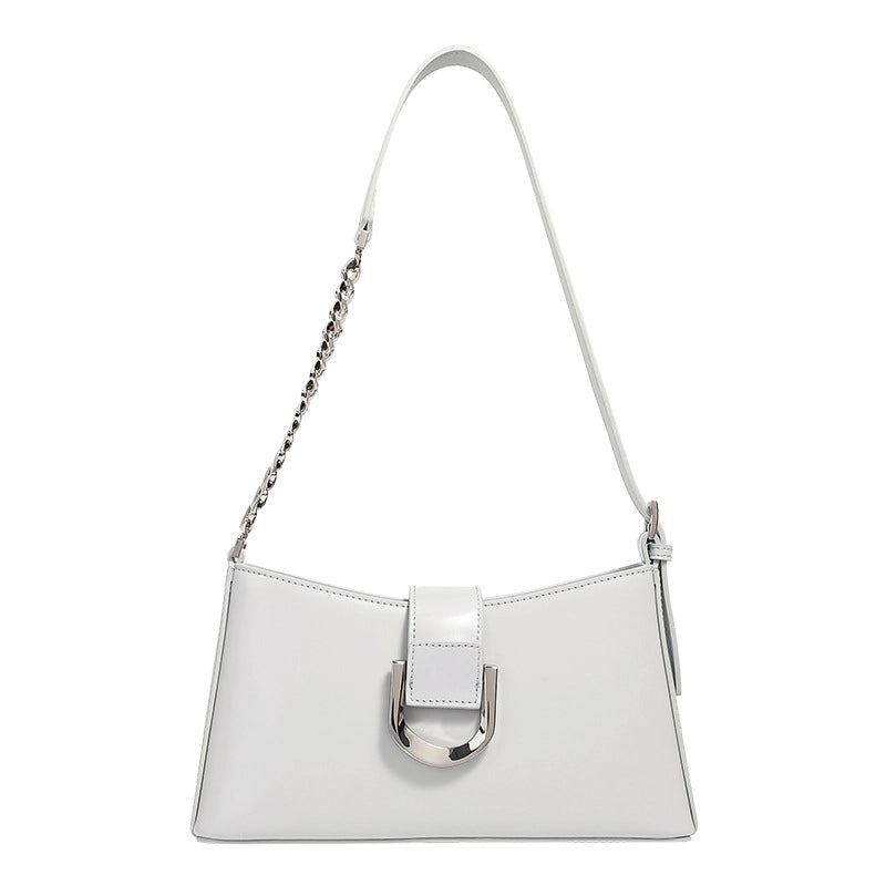 Borsa a tracolla da donna in vera pelle, colore grigio.