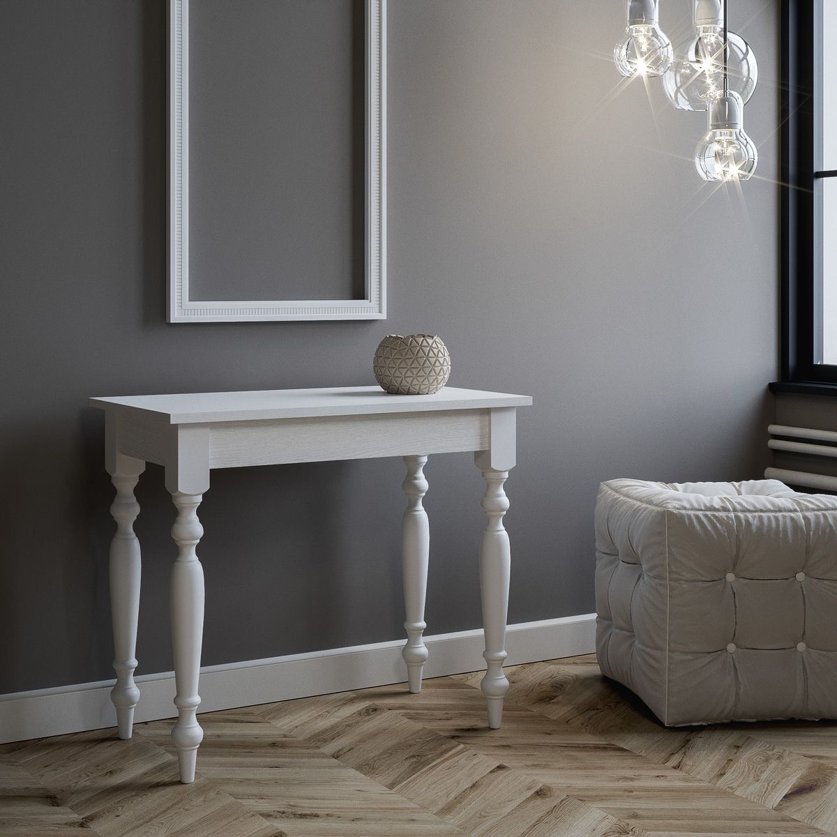 Consolle Allungabile 90-308x48x77 cm in Nobilitato Bianco