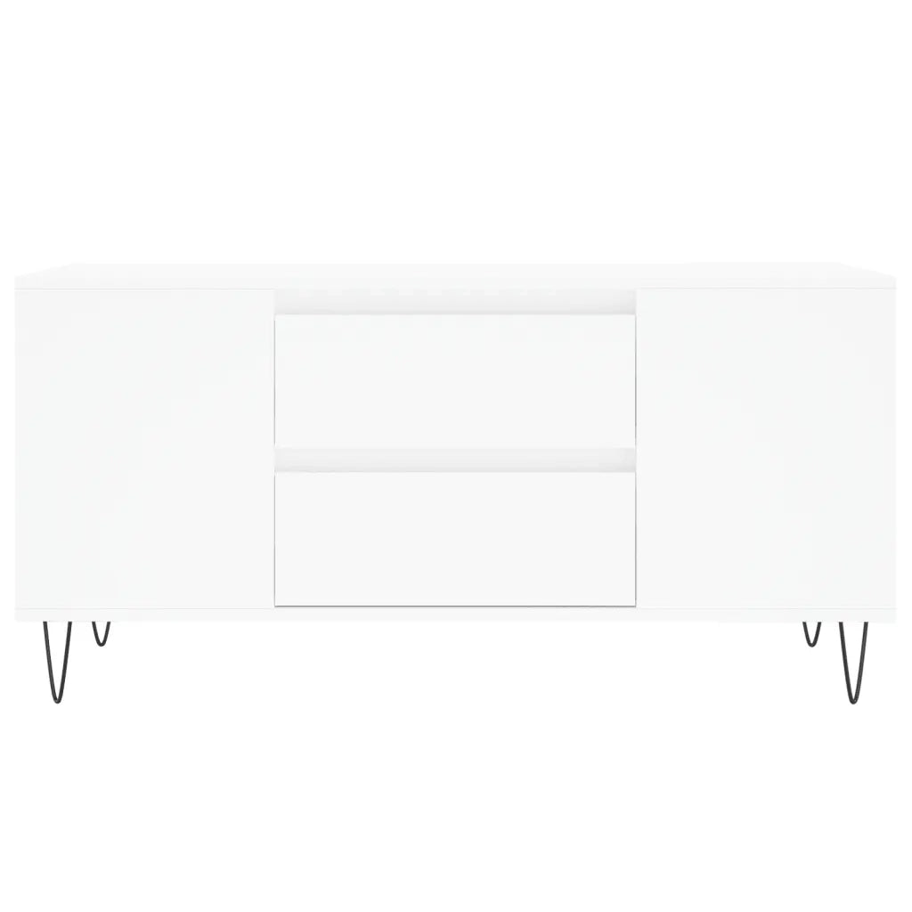 Tavolino da Salotto Bianco 102x44,5x50 cm in Legno Multistrato 830996