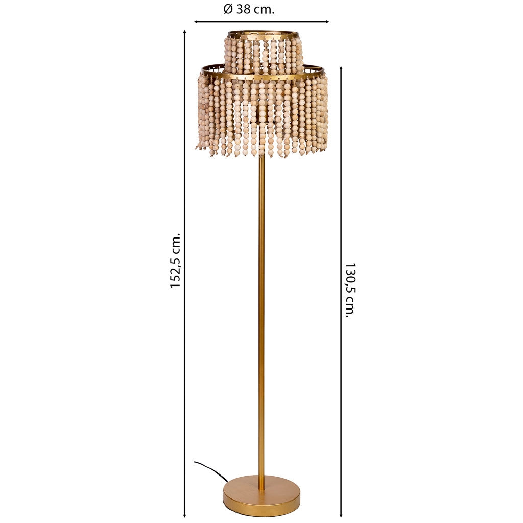 Lampada da terra in metallo e legno 38x38x130,5/152,5h cm