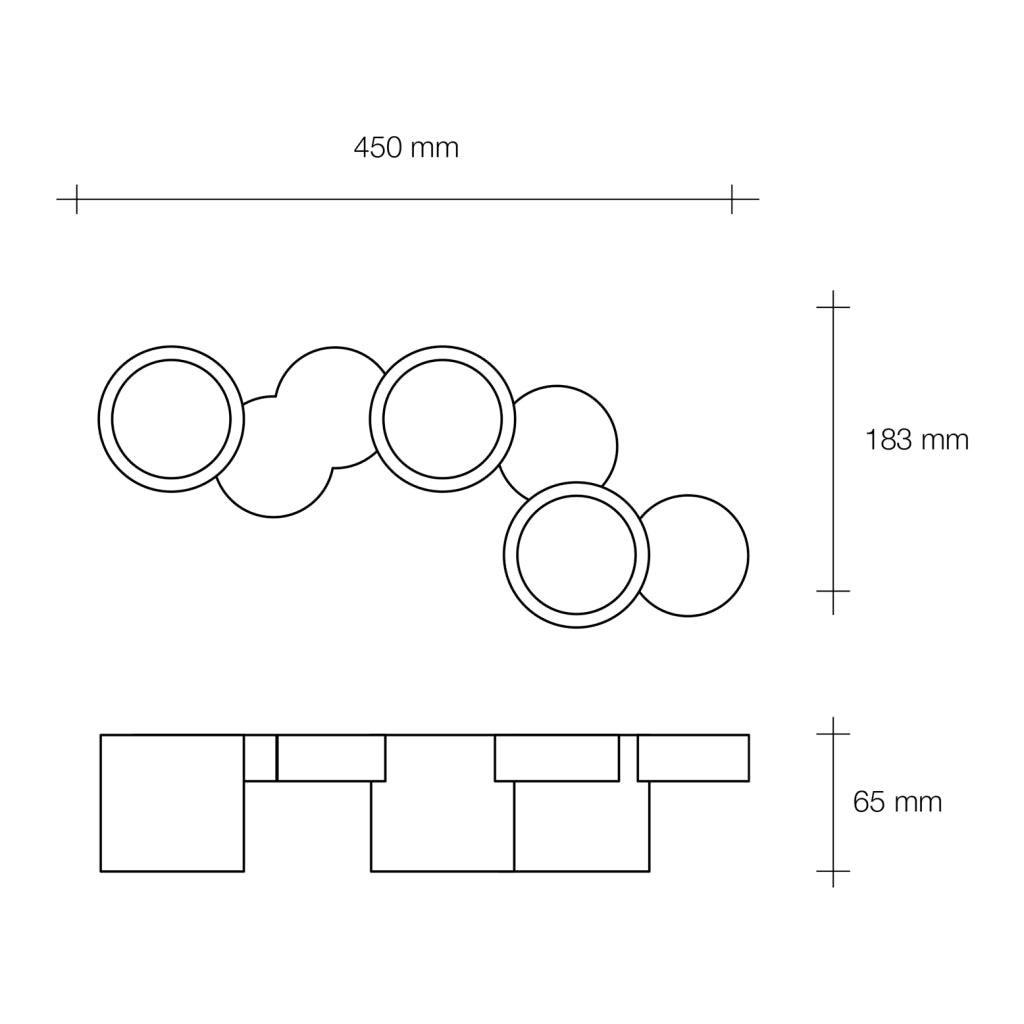 CHIO lampada da soffitto 3 Luci  attacco GX53 In Linea in gesso bianco 45cm