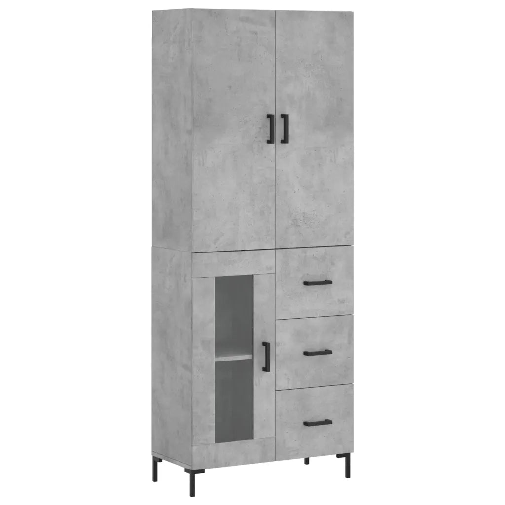 Credenza-Buffet-Armadio da cucina Grigio Cemento 69,5x34x180 cm in Legno Multistrato 809395