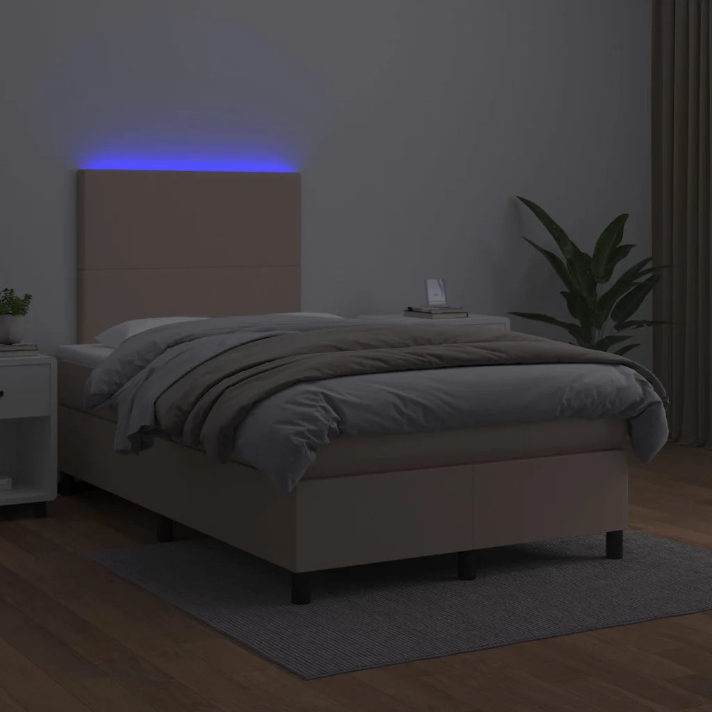 Giroletto Molle Materasso e LED Cappuccino 120x200cm Similpelle 3135818