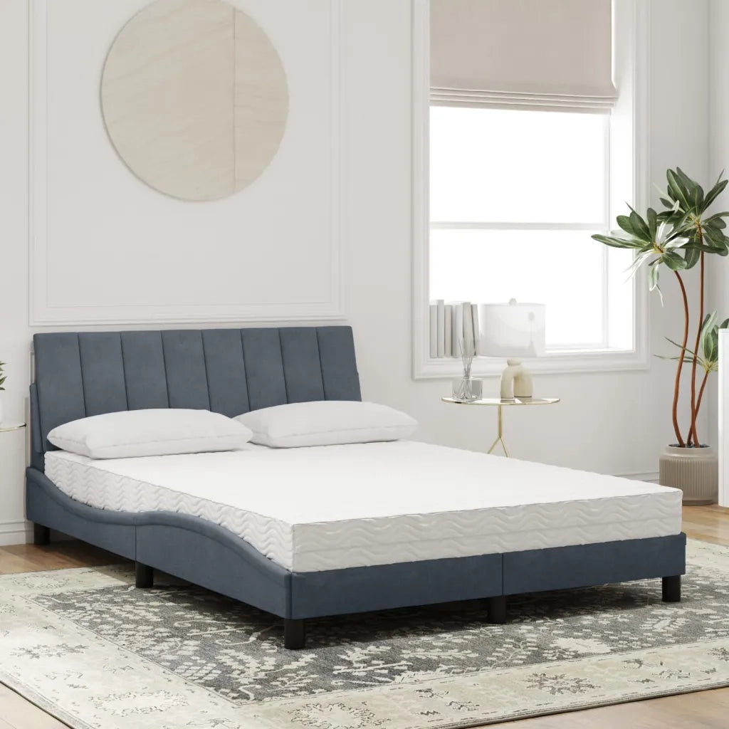 Letto con Materasso Hanko Grigio Scuro 140x200 cm in Velluto 3208599