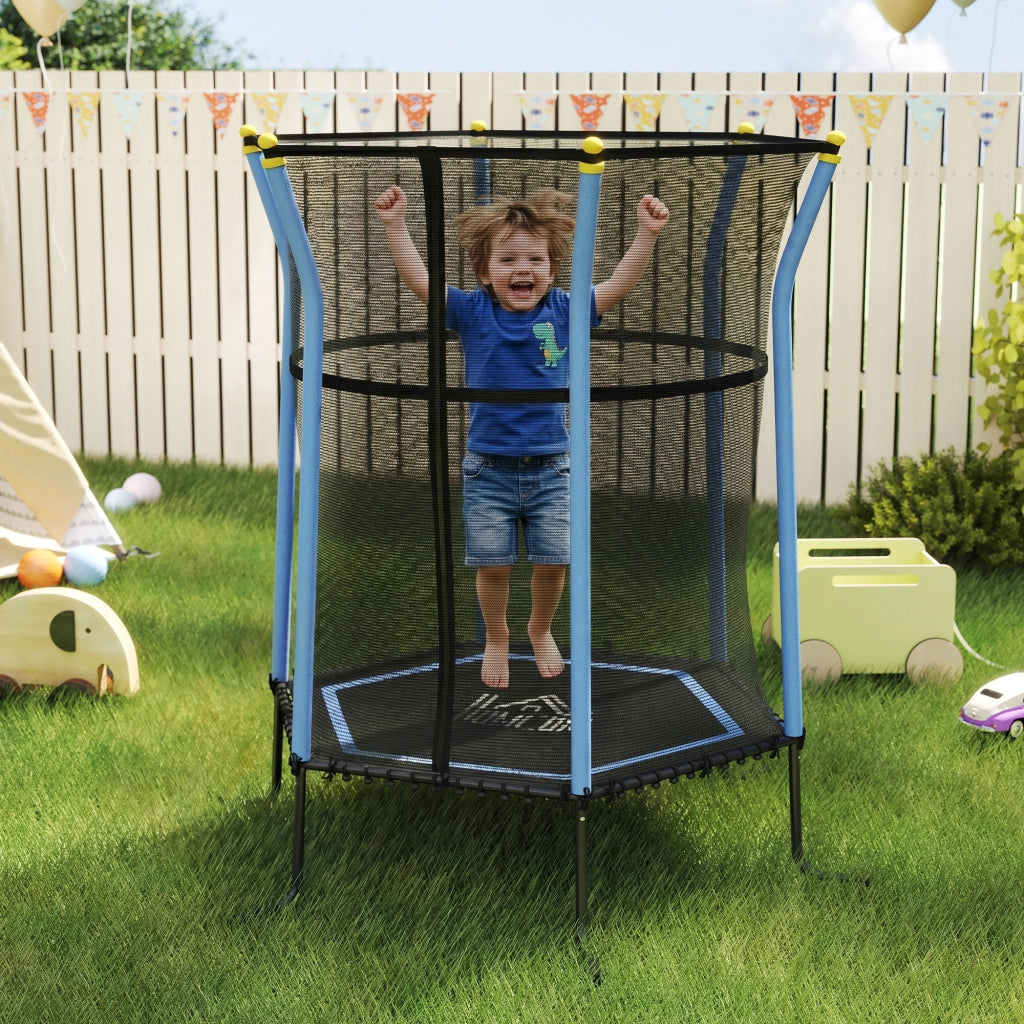 Tappeto elastico per bambini ¨C zephmum ¨C ? 163x190 cm blu nero con rete di sicurezza