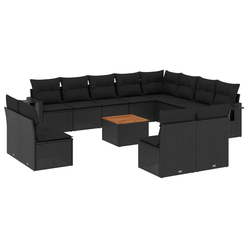 Set Divani da Giardino 13pz con Cuscini Nero in Polyrattancod mxl 88979