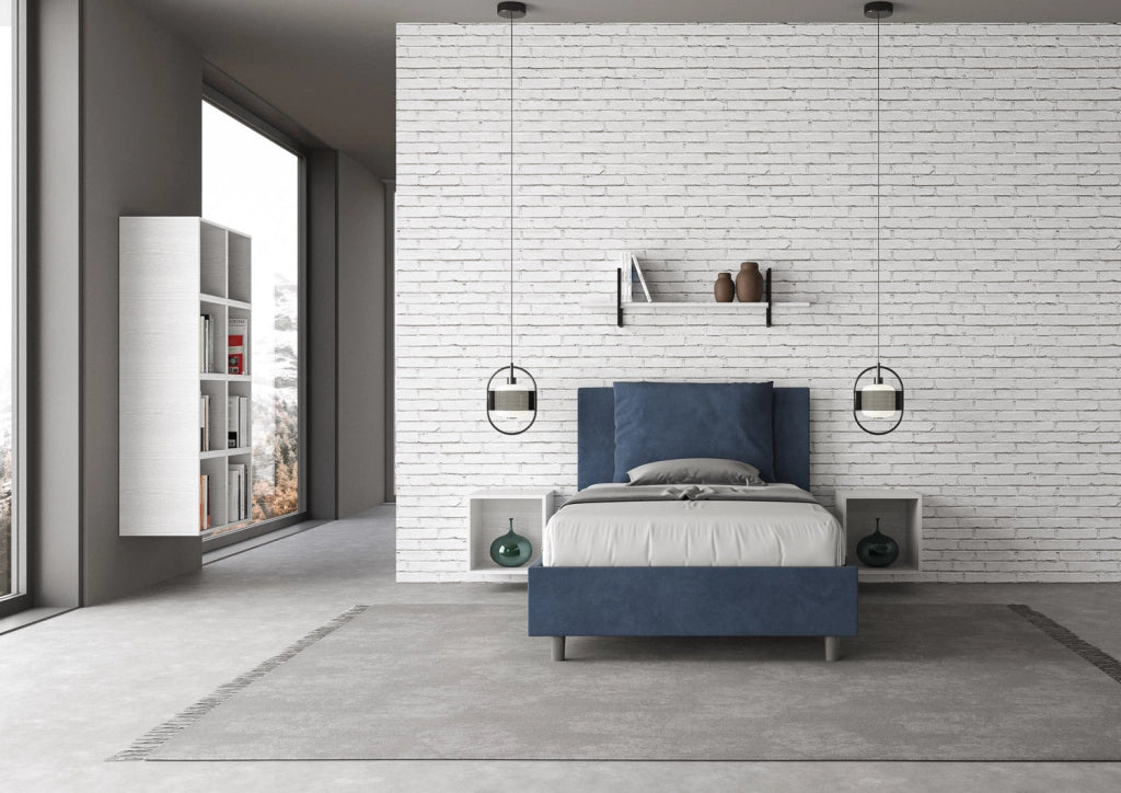 Letto 1 Piazza e Mezzo 120x200 cm con Rete Antea Blu