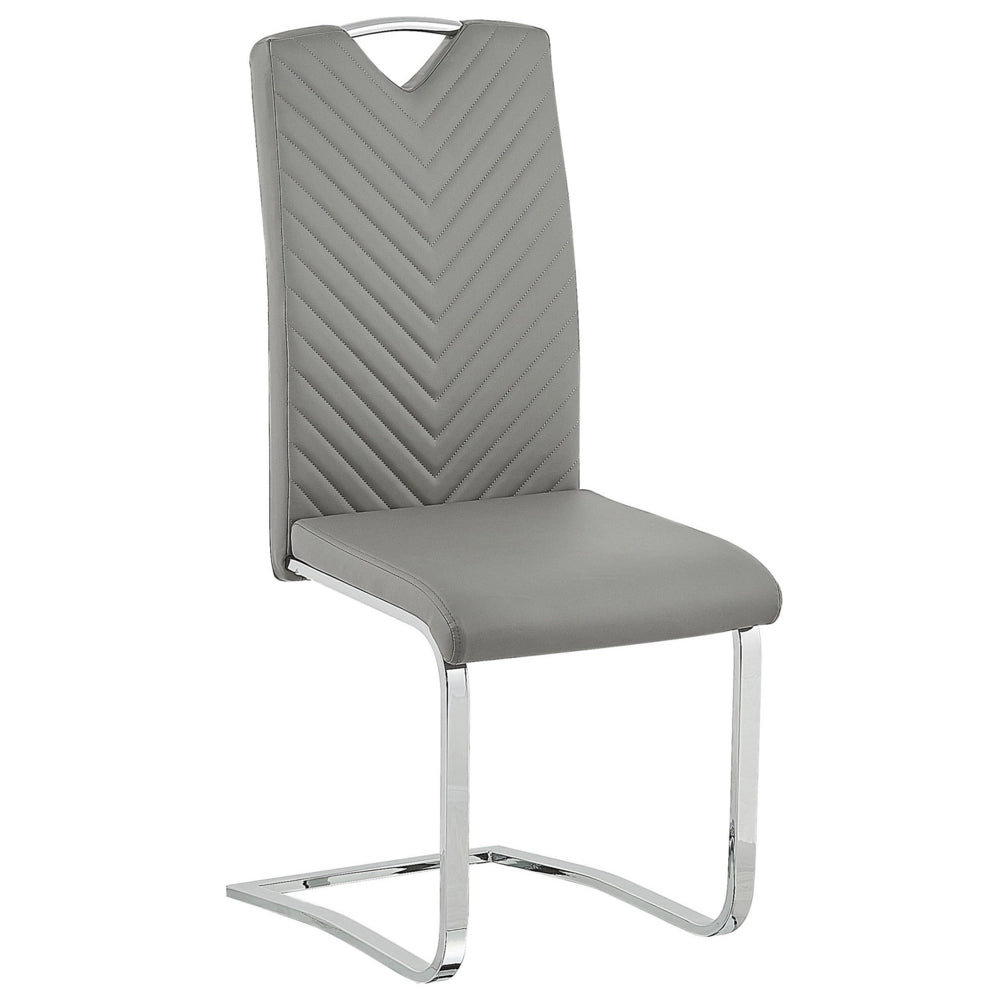Set di 2 sedie da pranzo grigio chiaro con sedile imbottito in ecopelle con schienale alto a sbalzo per sale conferenze moderne