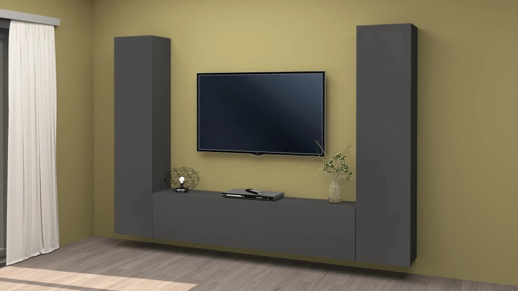 Parete attrezzata sospesa 2 armadi mobile TV moderna grigia Vibe RT