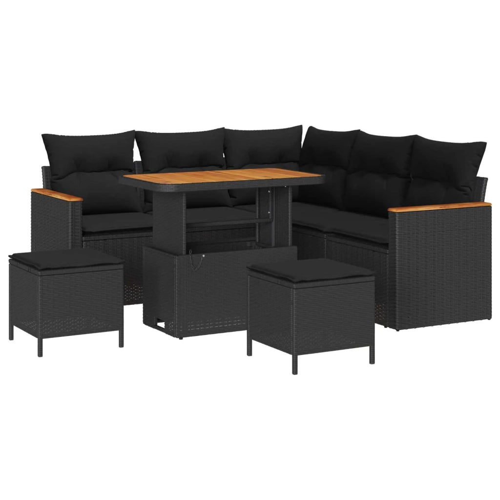 Set Divano da Giardino 8 pcs Nero polyrattan 3363044
