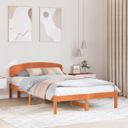 Struttura Letto Marrone Cerato 140x190 cm Legno Massello di Pino