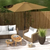 Ombrellone da Giardino Rettangolare 3x2 m con Apertura a Manovella e Inclinabile, Caffè