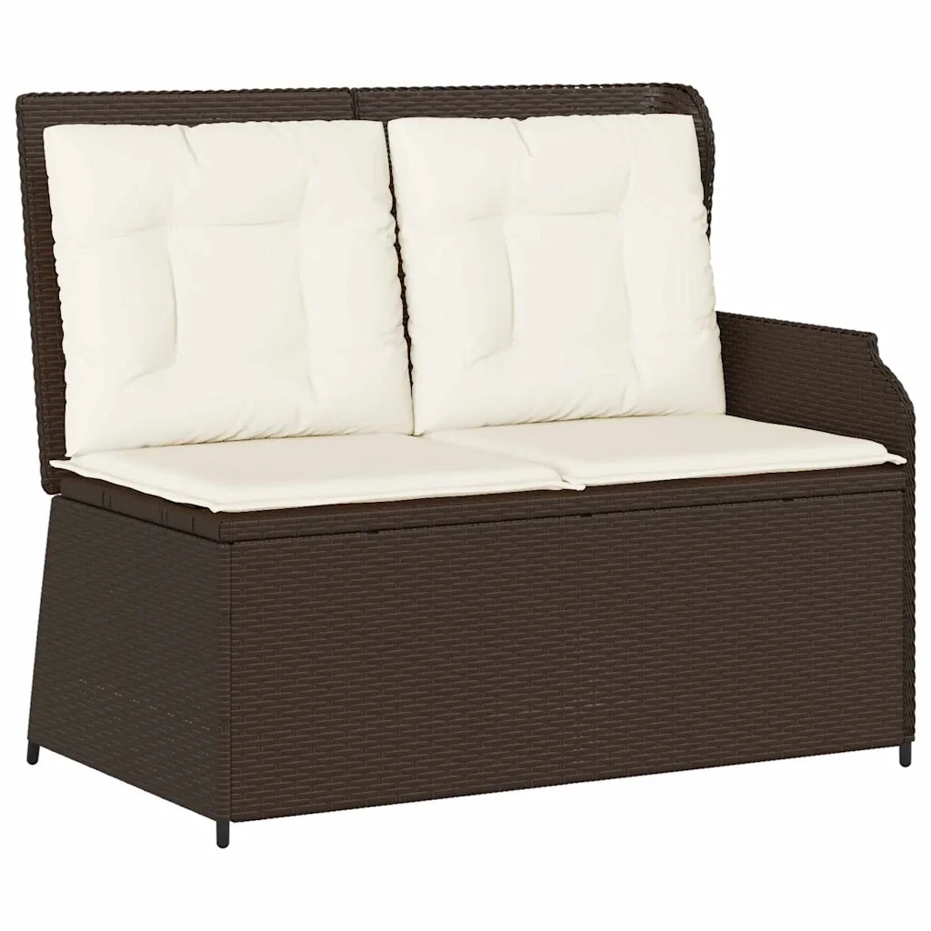 vidaXL Panchina da giardino con cuscino Marrone Poly Rattan