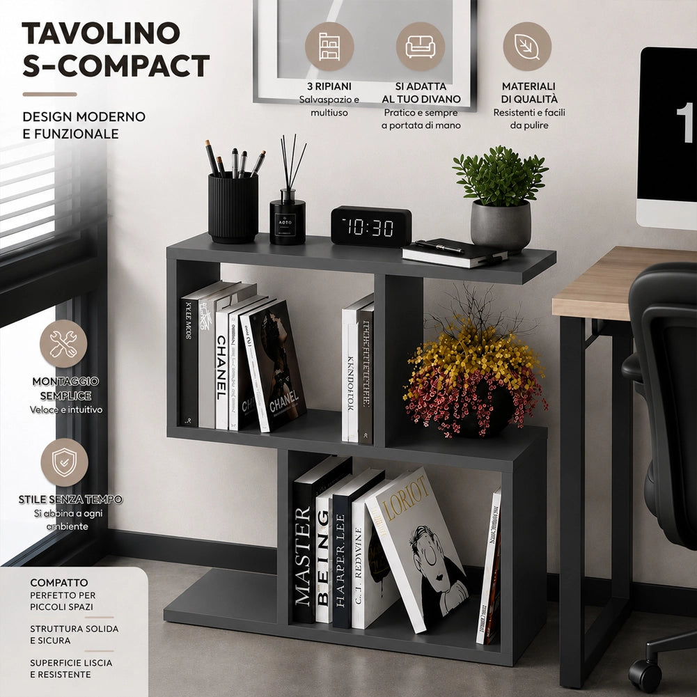 Tavolino da Caffè Antracite Tavolo S Divano Soggiorno Design Moderno 60x60x19.5cm
