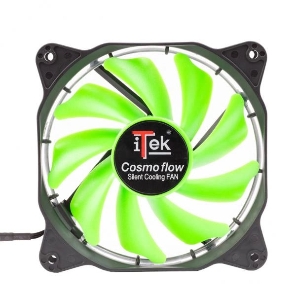 Ventola per case Cosmo Flow - 12cm- LED Verde Circolare- 3+4pin- silenziosa