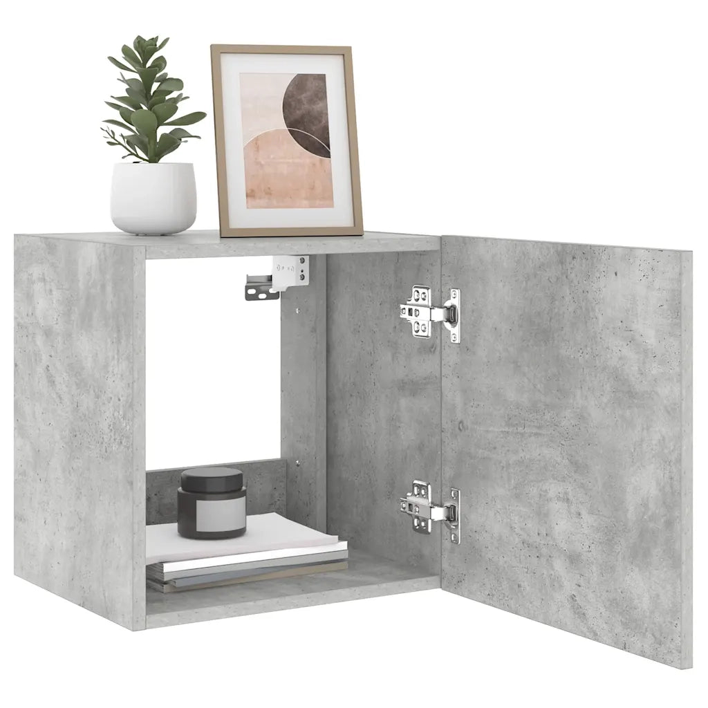Mobili TV a Parete con Luci LED 2pz Grigio Cemento 40,5x35x40cm 837253