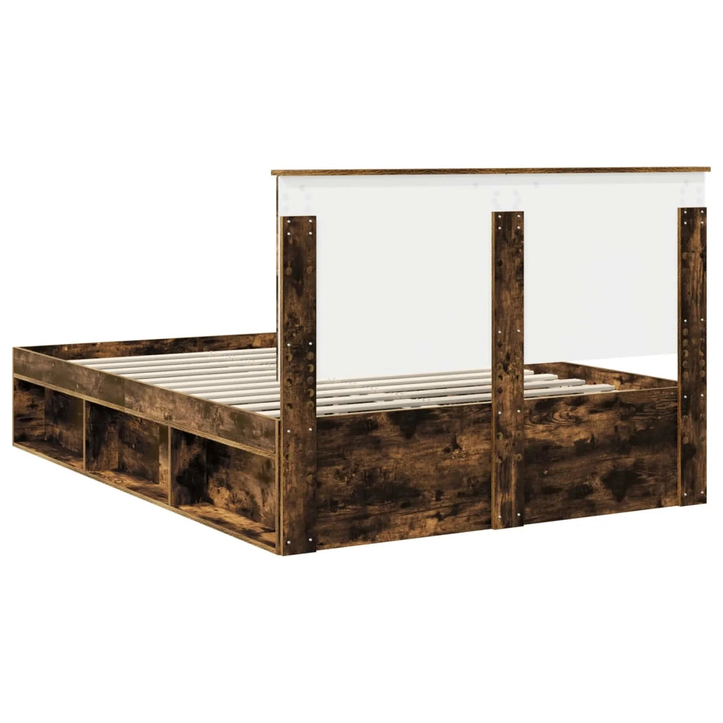Struttura del letto Rovere fumé 140 x 190 cm Pino massello 3411014
