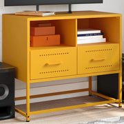 Mobile TV-Credenza TV-Console TV Giallo Senape 68x39x60,5 cm in Acciaio 297915