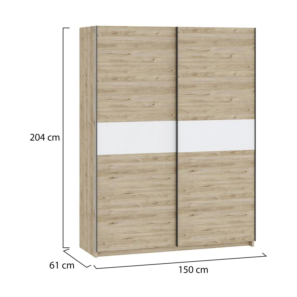 Armadio Camera da Letto Manita, Guardaroba 2 Ante 2 Ripiani, 150x204h cm Marrone Rovere