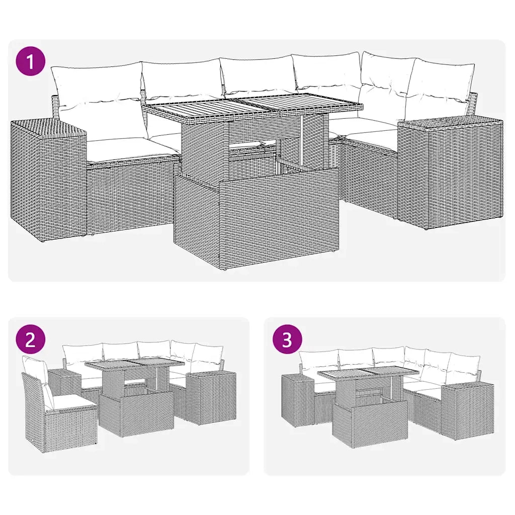Set Divano da Giardino 6 pz con Cuscini Grigio in Polyrattan 3327379