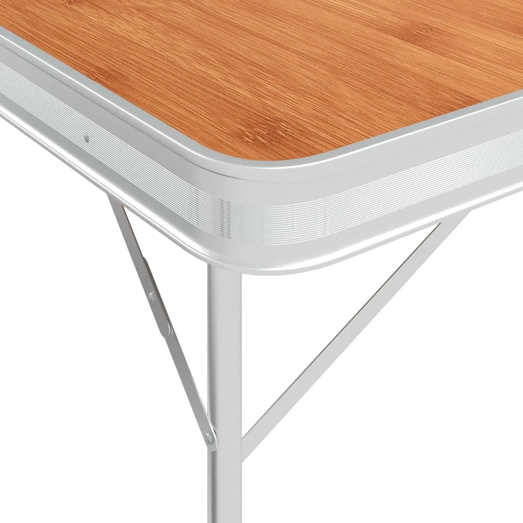 Tavolo da Campeggio Pieghevole e 2 Panche in Alluminio Marrone CFW9480702