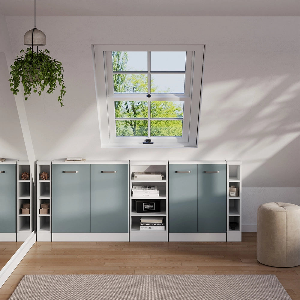 Set di mobili sottotetto Rion Grigio-blu/Bianco Set di 5 Vicco