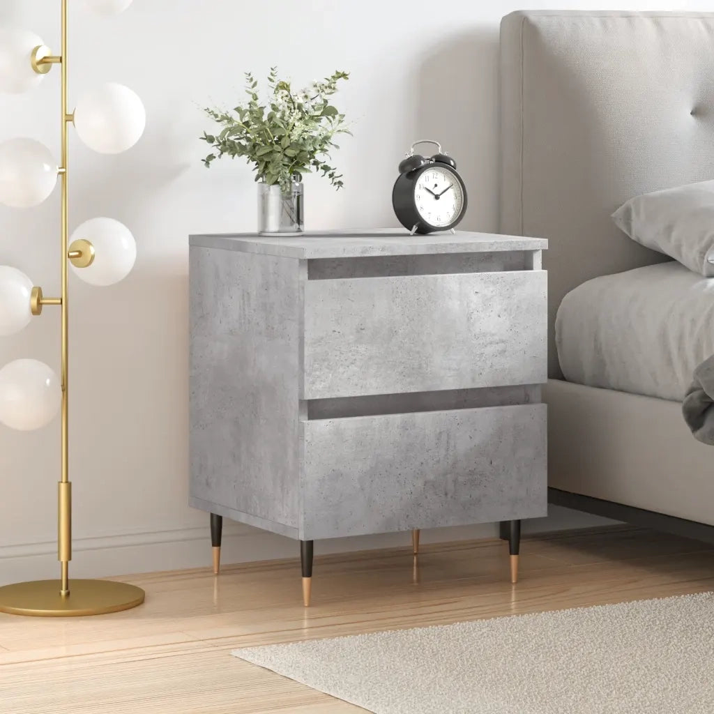 Comodino Grigio Cemento 40x35x50 cm in Legno Multistrato 826868