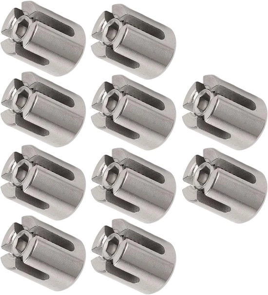 Set di 10 klemme a croce in acciaio inossidabile per cavi con sistema di accessori per parete - 3 mm - Railing in acciaio inossidabile