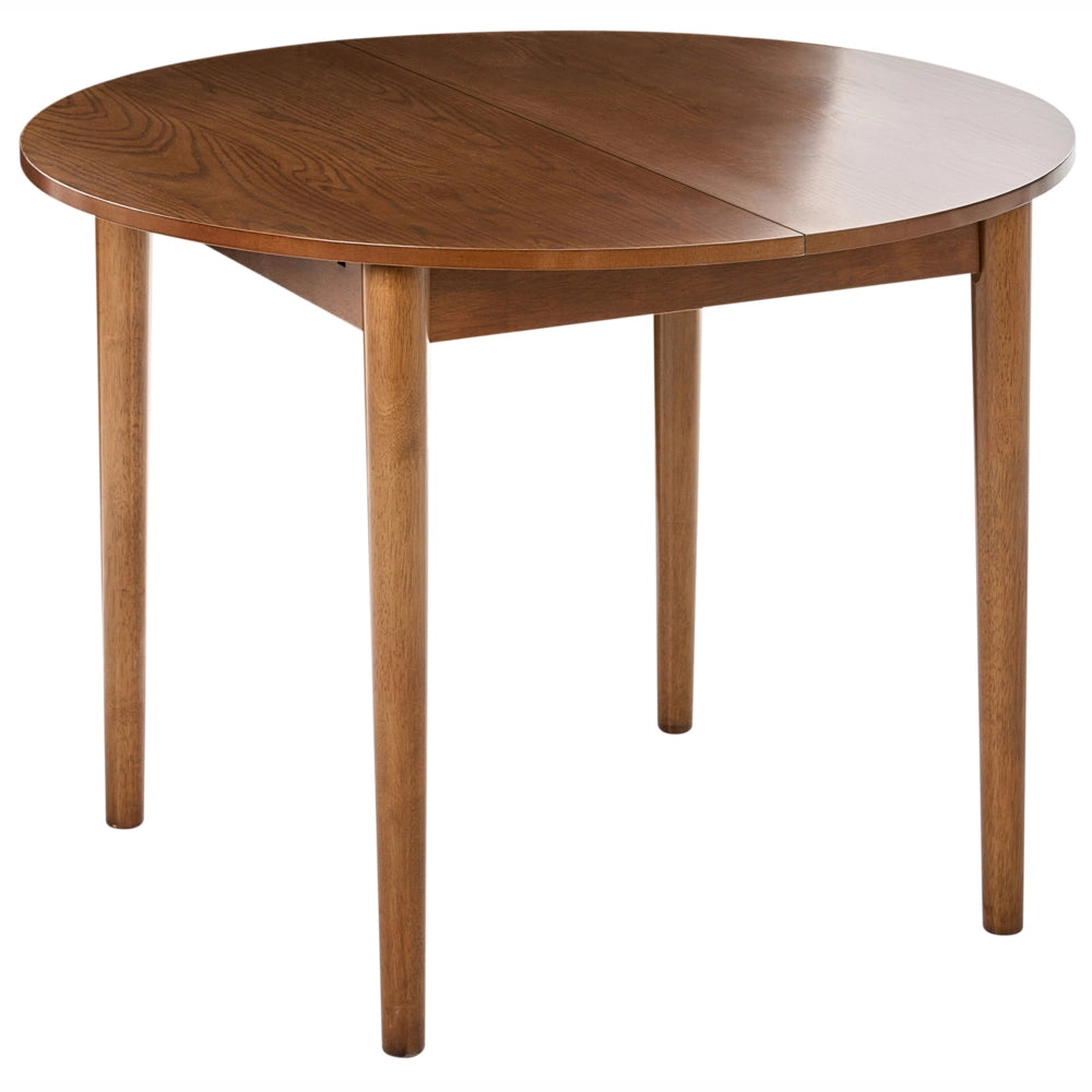 Tavolo da pranzo Marrone scuro MDF impiallacciato rovere Base in legno di gomma 107/137x107cm Piano tavolo allungabile Rotondo Moderno