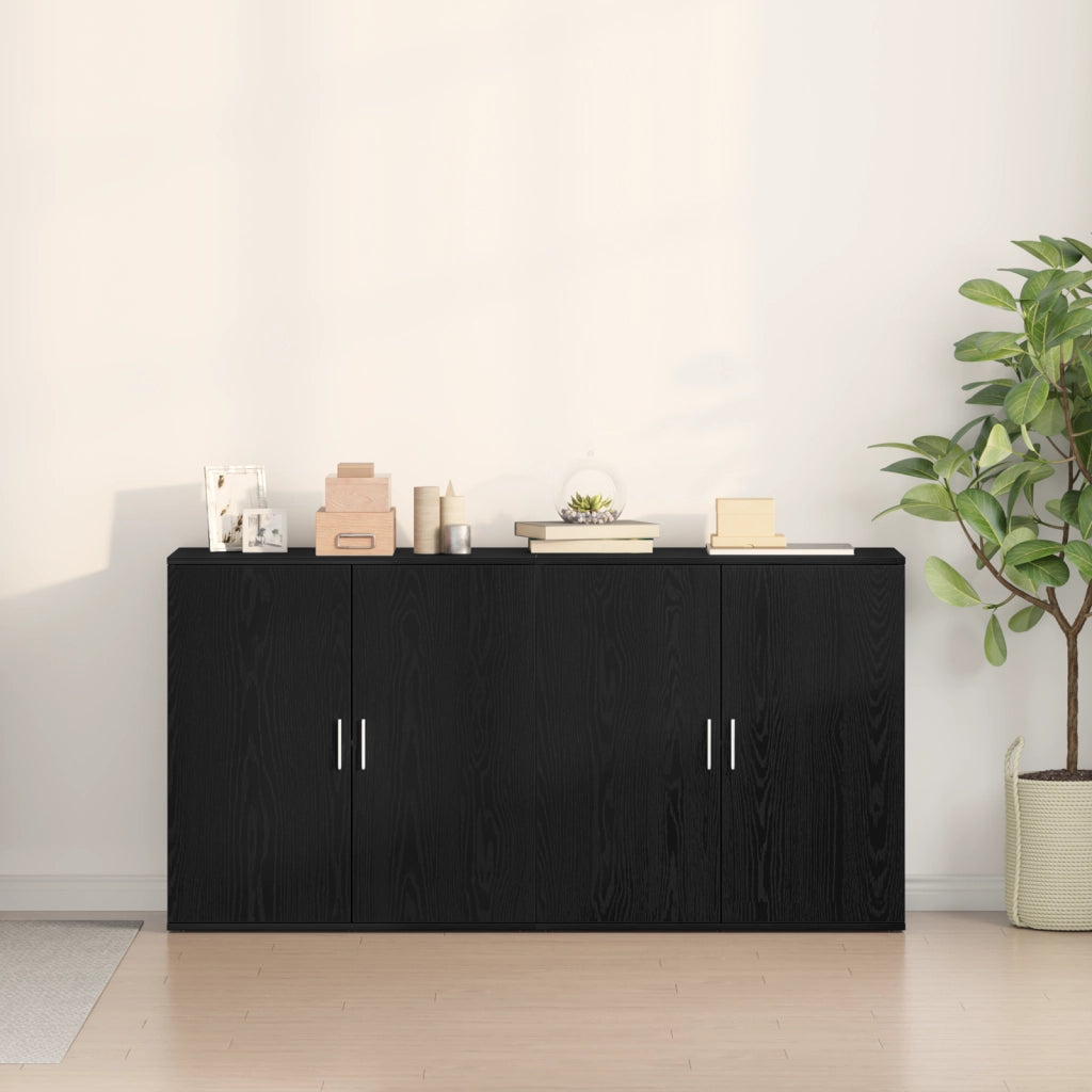 Credenze 2 pz Nero Rovere 79x38x80 cm Legno ingegnerizzato