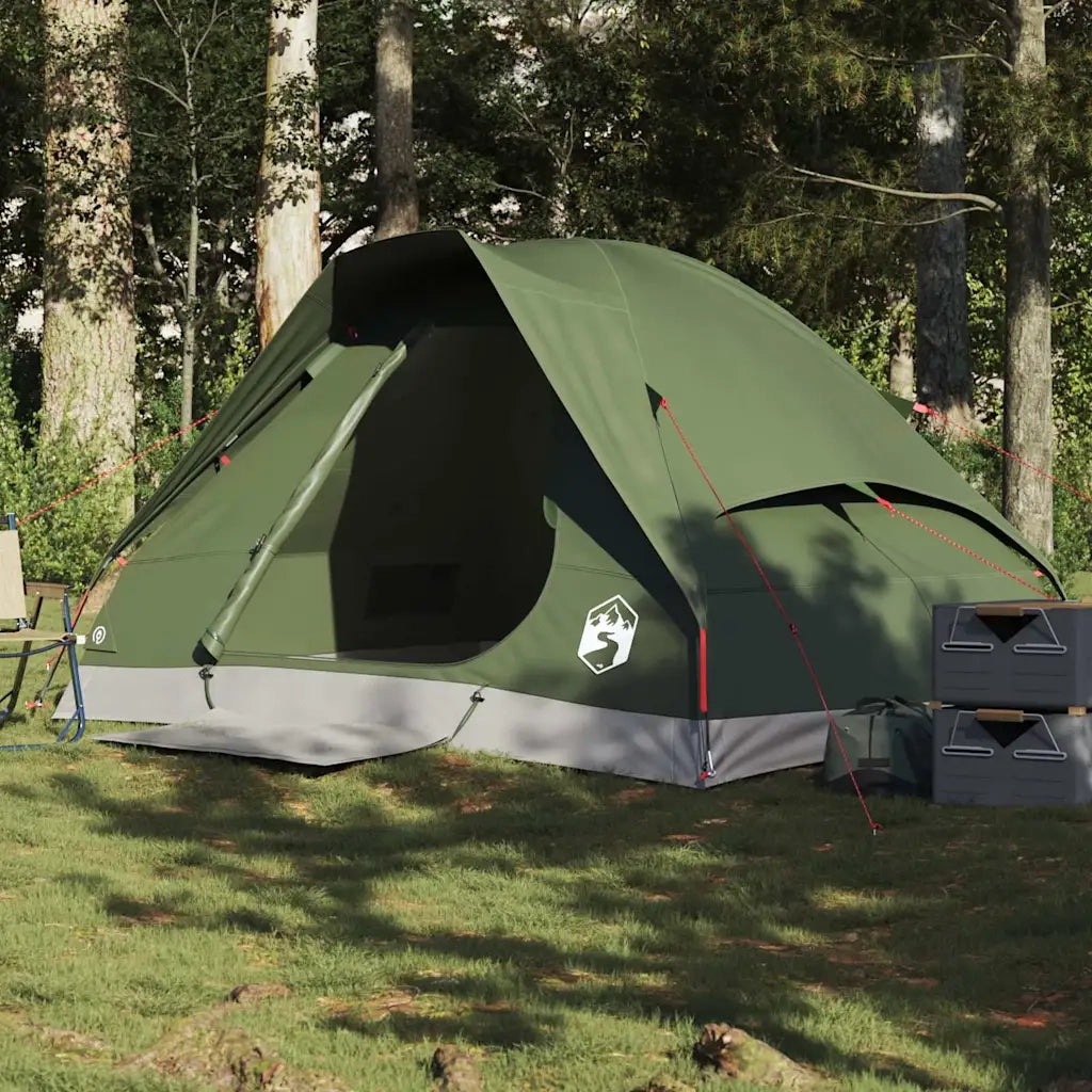 Tenda da Campeggio a Cupola 2 Persone-Tenda per Escursionismo Verde Oliva Impermeabile 420684