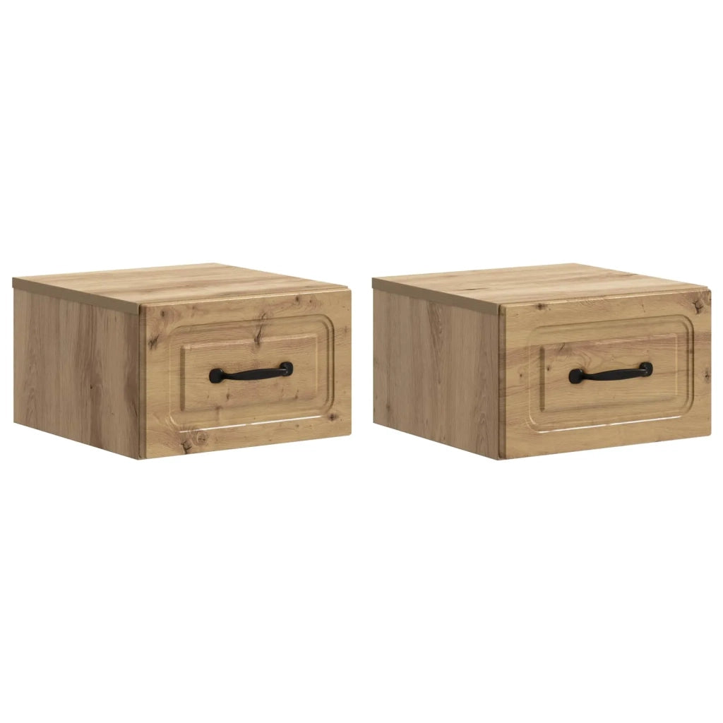 Mobiletto da notte a muro con cassetto 2 pcs Rovere Artigianale 899294