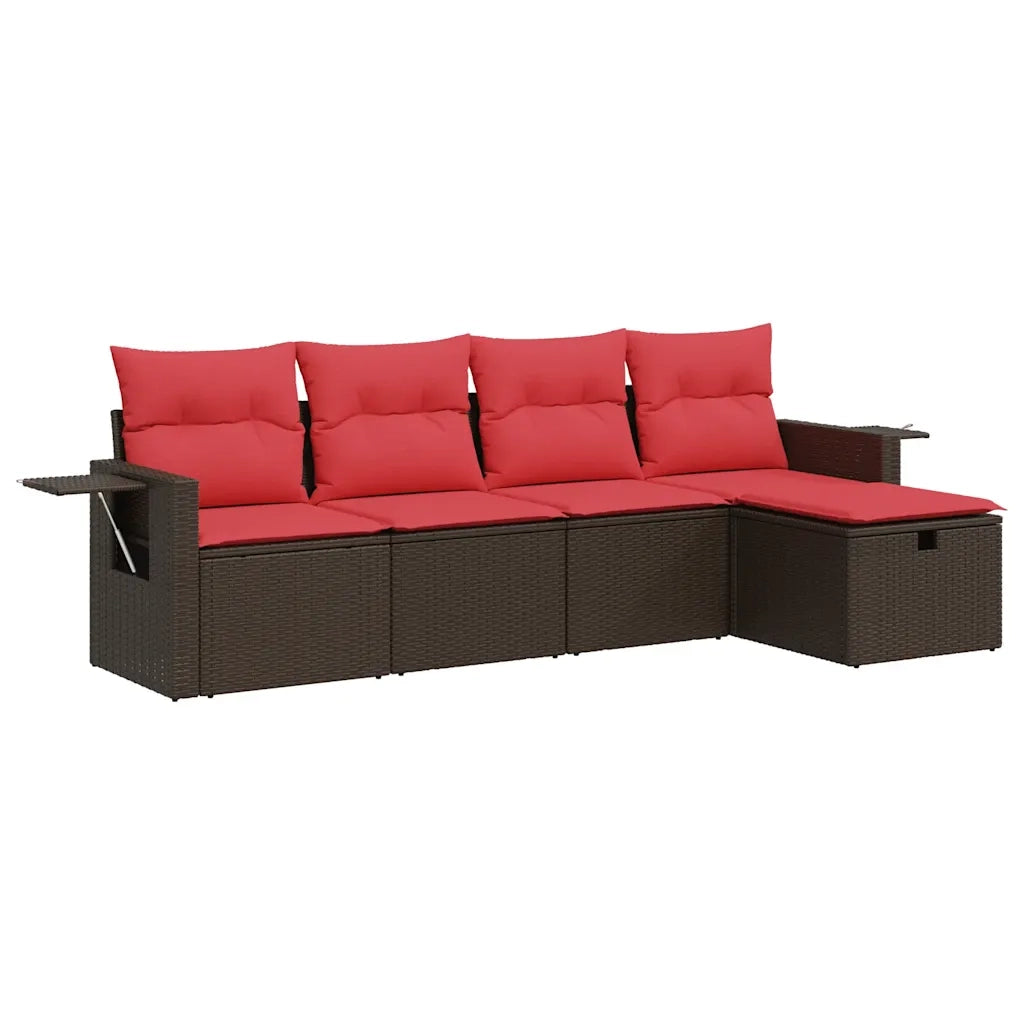 Set Divano da Giardino 5 pz con Cuscini Marrone in Polyrattan 3325470