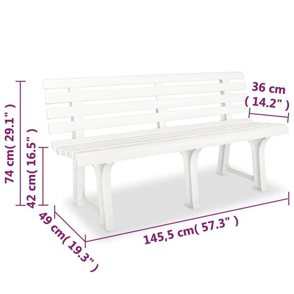 Garden Bench 145.5 Cm Plastic White