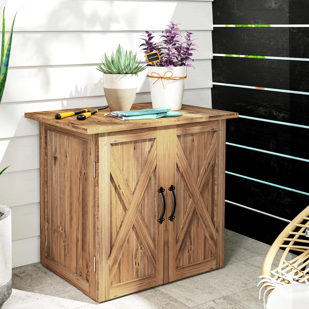 Casetta da giardino in legno con 2 porte magnetiche ¨C zephmum ¨C marrone 77x55x72 cm