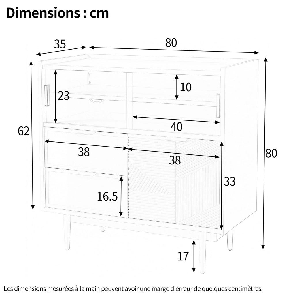 Mobile contenitore con ante scorrevoli; LED e vani aperti - per bagno - in MDF - bianco - 80 cm