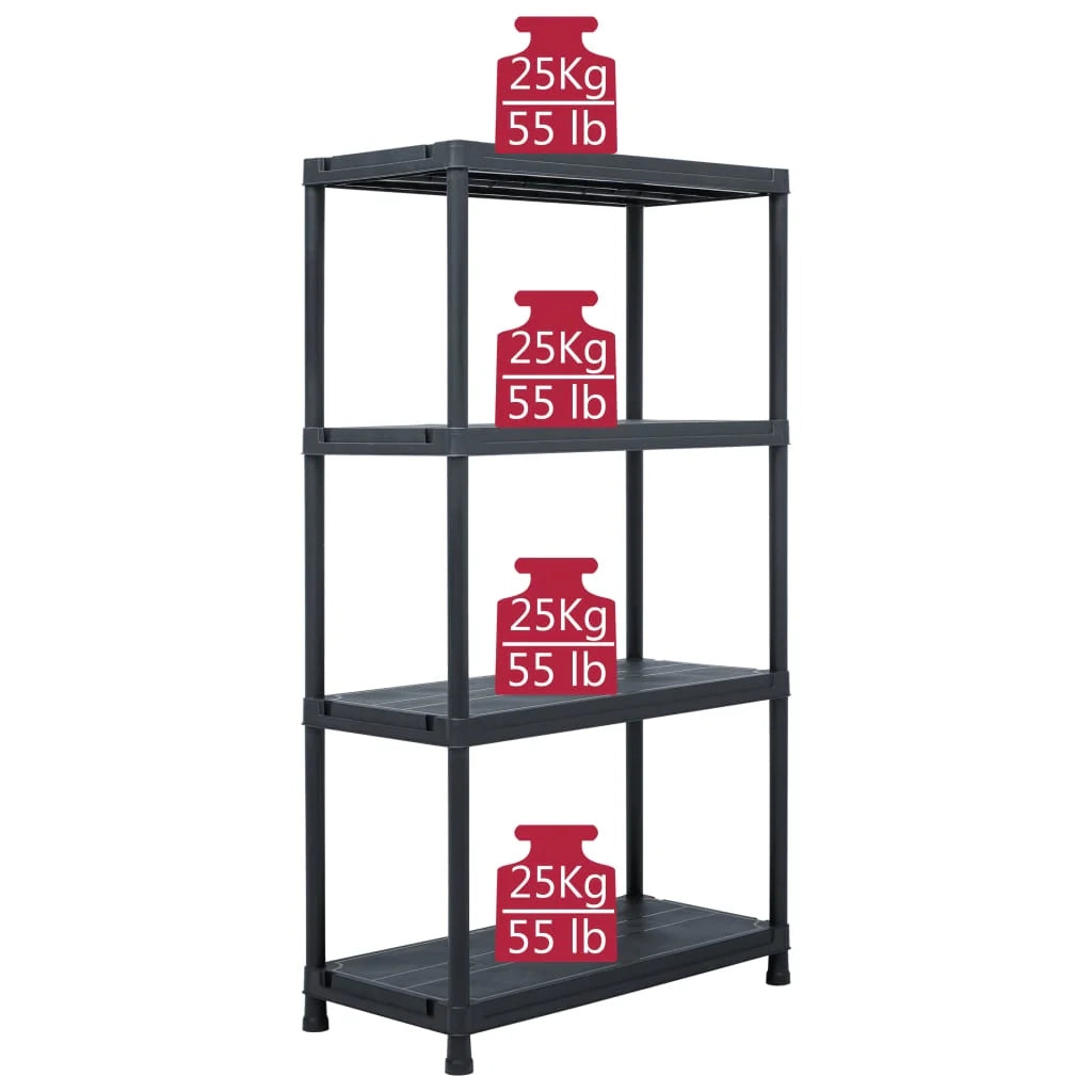 Scaffali portaoggetti da 5 pezzi 60 x 30 x 138 cm plastica nera 02_0000674