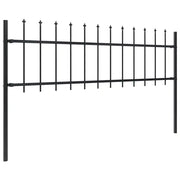 Recinzione da Giardino | Recinzione da cortile con Punta a Lancia in Acciaio 1426x60 cm Nero